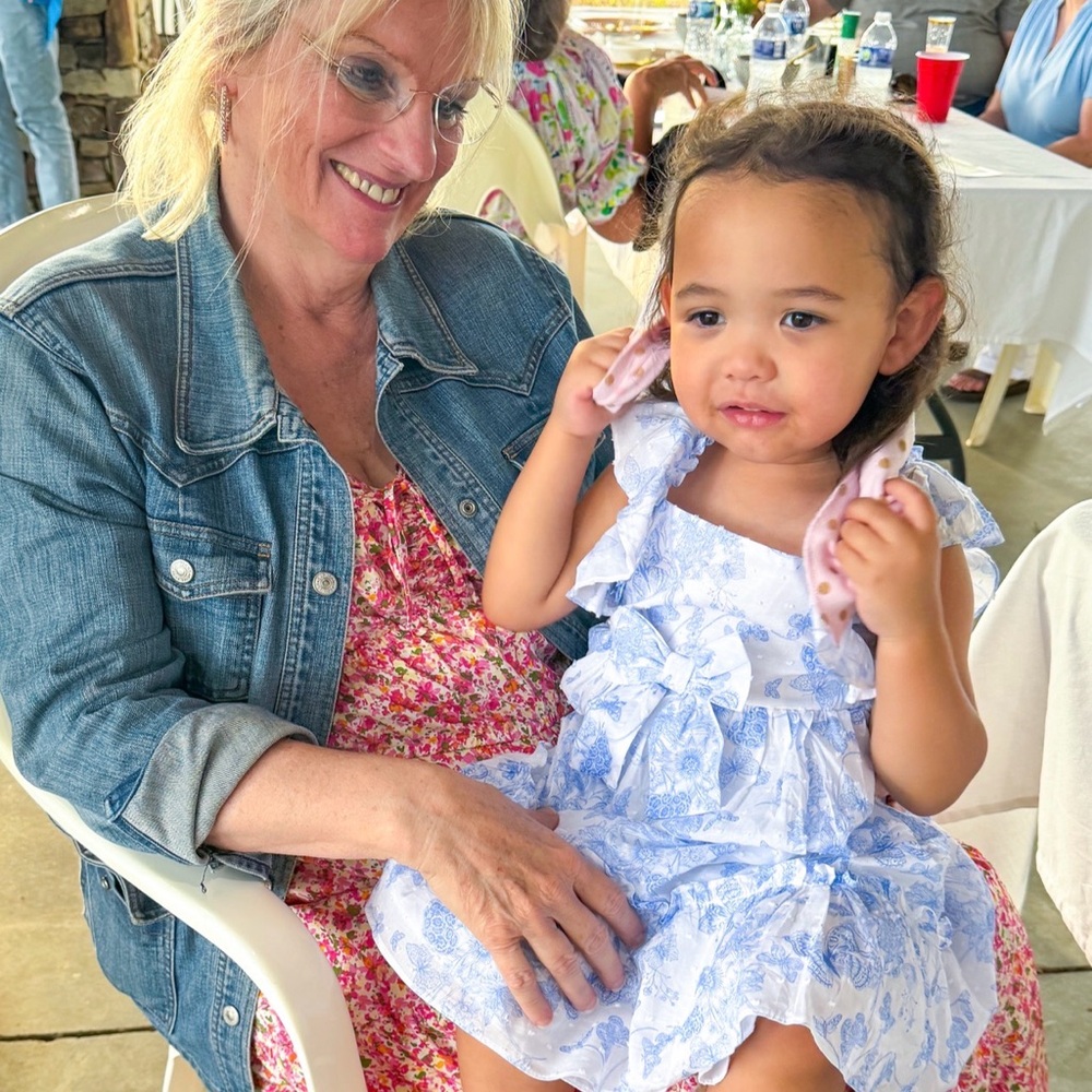 Bonnie Jean Blue and White Floral Kids Dress